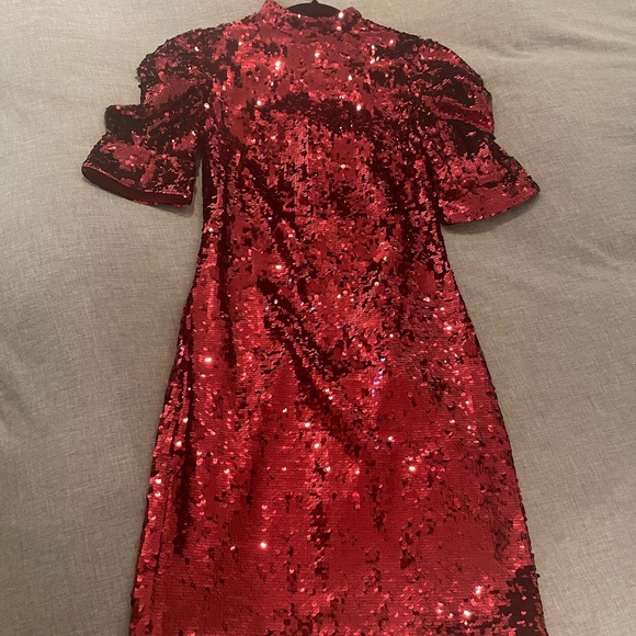 Alice + Olivia red sequin mini dress - Picture 2 of 5